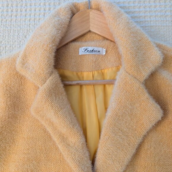 Cozy Yellow Fluffy Fabric Teddy Jacket Sport Chic Soft - Picture 8 of 11